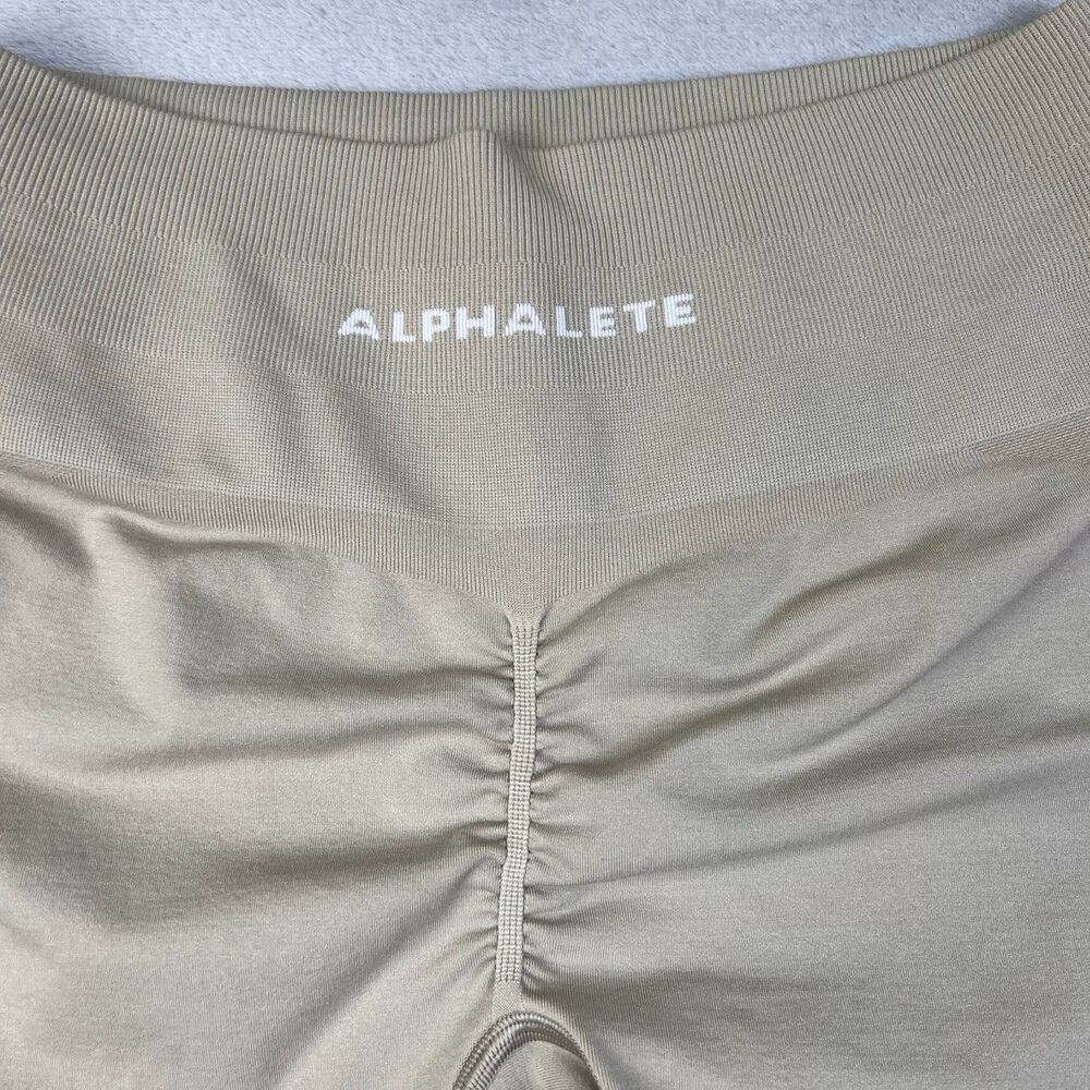 Alphalete Amplify Leggings Womens Tan High Waist Scrunch Seamless Gym Yoga